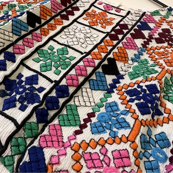 Boho Ethnic Multi color Embroidery Maxi Dress with Frills/ M/ Summer/Festival - Picture 5 of 7